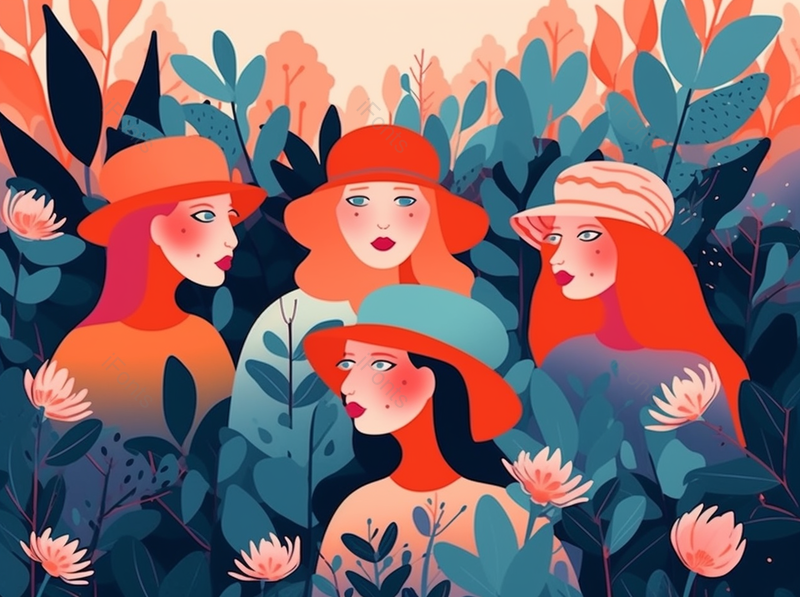 母亲节插画妇女节插画肌理手绘女神节化妆的女人海报戴帽子的女孩,插画/手绘图,插画/手绘图库,插画/手绘图下载,插画/手绘